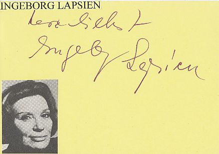 Ingeborg Lapsien † 2014  Film &  TV Autogramm Karte original signiert 