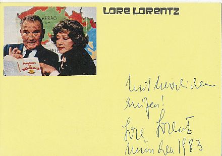 Lore Lorentz † 1994  Film &  TV Autogramm Karte original signiert 