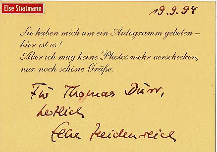 Elke Heidenreich  Else Stratmann  Literatur  &  TV Autogramm Karte original signiert 