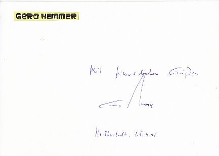 Gero Hammer  Dramaturg  DDR  Film &  TV Autogramm Karte original signiert 