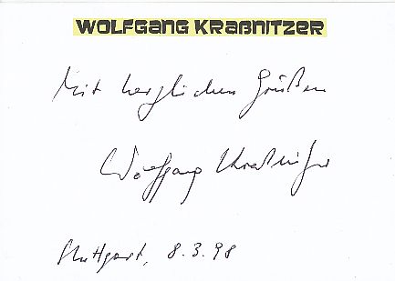 Wolfgang Kraßnitzer  Film &  TV Autogramm Karte original signiert 