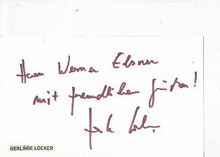 Gerlinde Locker  Film &  TV Autogramm Karte original signiert 
