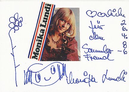 Monika Lundi  Film &  TV Autogramm Karte original signiert 