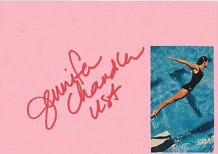 Jennifer Chandler  USA  1.OS 1976 Turmspringen Schwimmen  Autogramm Karte original signiert 