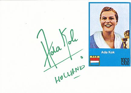 Ada Kok  Holland  1.OS 1968   Schwimmen  Autogramm Karte original signiert 