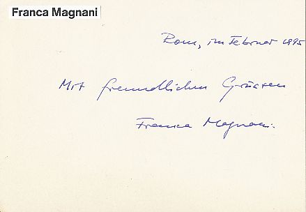 Franca Magnani † 1996    ARD  TV  Sender Autogramm Karte original signiert 