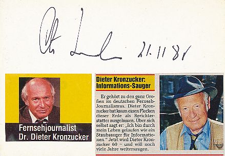 Dieter Kronzucker  ZDF  TV Autogramm Karte original signiert 