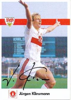Jürgen Klinsmann  VFB Stuttgart  1987/1988  VFB Stuttgart  Fußball Autogrammkarte  original signiert 