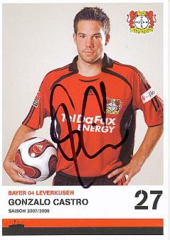 Gonzalo Castro  Bayer 04 Leverkusen  2007/2008  Fußball Autogrammkarte  original signiert 