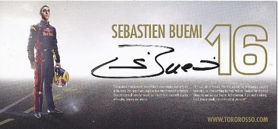 Sebastien Buemi  Toro Rosso  Red Bull  Formel 1 Auto Motorsport  Autogrammkarte  original signiert 