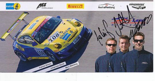 Patrick Simon,Johannes Stuck,Marc Basseng   Porsche  Auto Motorsport  Autogrammkarte  original signiert 