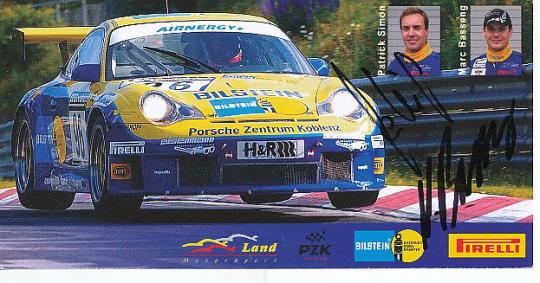 Patrick Simon,Marc Basseng   Porsche  Auto Motorsport  Autogrammkarte  original signiert 