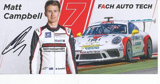 Matt Campbell   Porsche  Auto Motorsport  Autogrammkarte  original signiert 