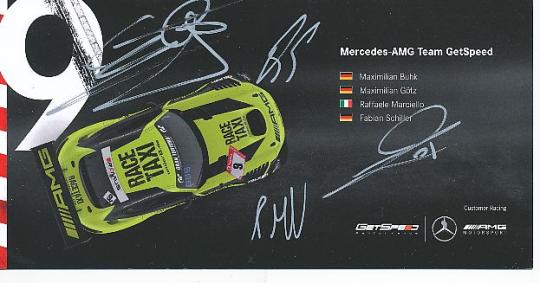 Maximilian Buhk,Maximilian Götz,Raffaele Marciello,Fabian Schiller   Mercedes  Auto Motorsport  Autogrammkarte  original signiert 
