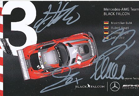 Maximilian Buhk,Hubert Haupt,Thomas Jäger,Luca Stolz  Mercedes  Auto Motorsport  Autogrammkarte  original signiert 