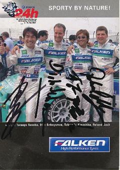 Tetsuya Tanaka,Roland Asch,Dirk Schoysman,Takayuki Kinoshita  Nissan Auto Motorsport  Autogrammkarte  original signiert 