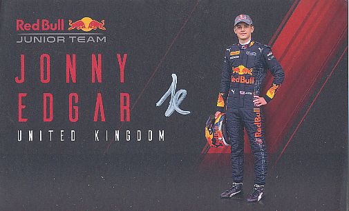 Jonny Edgar  Red Bull Junior Team Auto Motorsport  Autogrammkarte  original signiert 