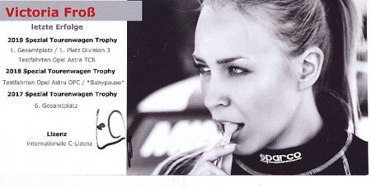 Victoria Froß  Auto Motorsport  Autogrammkarte  original signiert 