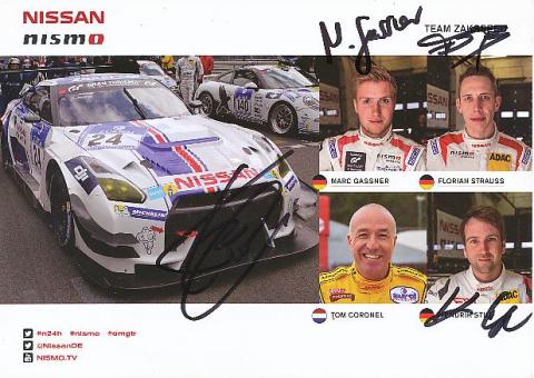 Tom Coronel,Marc Gassner,Florian Strauss,Hendrik Stuck  Nissan  Auto Motorsport  Autogrammkarte  original signiert 