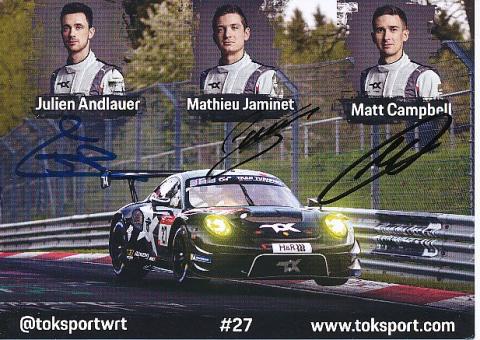 Julien Andlauer,Mathieu Jaminet,Matt Campbell Porsche  Auto Motorsport  Autogrammkarte  original signiert 