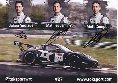 Julien Andlauer,Mathieu Jaminet,Matt Campbell Porsche  Auto Motorsport  Autogrammkarte  original signiert 