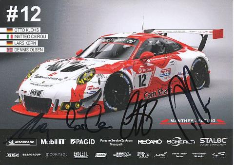 Otto Klohs,Matteo Cairoli,Lars Kern,Dennis Olsen  Porsche  Auto Motorsport  Autogrammkarte  original signiert 