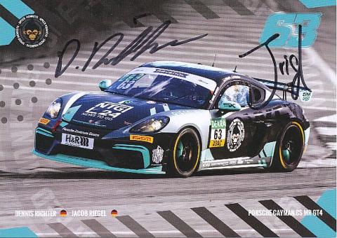 Dennis Richter & Jacob Riegel  Porsche  Auto Motorsport  Autogrammkarte  original signiert 