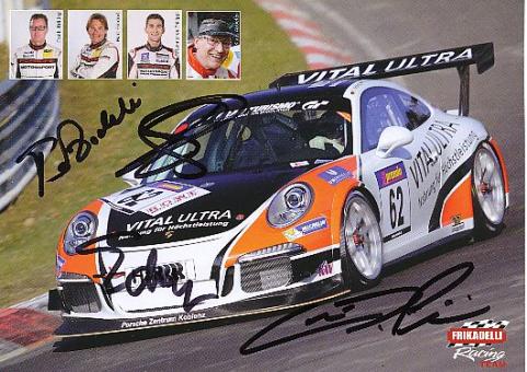 Frank Krälling,Marc Gindorf,Connor De Philippi,Klaus Abbelen  Porsche  Auto Motorsport  Autogrammkarte  original signiert 