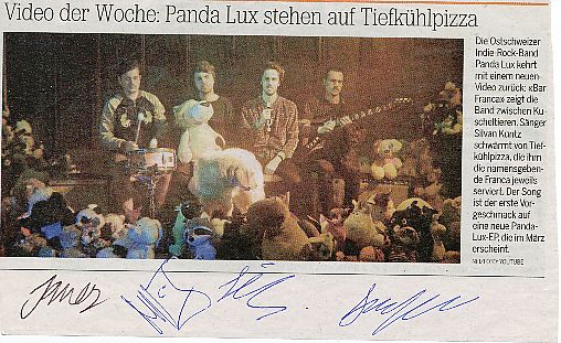 Panda Lux     Schweiz  Musik Autogramm Bild original signiert 