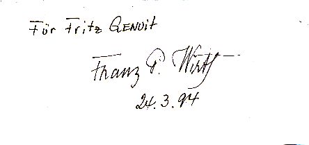 Franz Peter Wirth † 1999 Regisseur  Film & TV  Autogramm Blatt  original signiert 