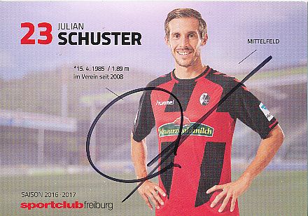 Julian Schuster  SC Freiburg  2016/2017  Fußball Autogrammkarte  original signiert 