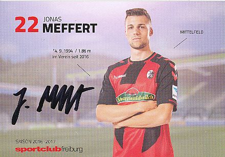 Jonas Meffert  SC Freiburg  2016/2017  Fußball Autogrammkarte  original signiert 