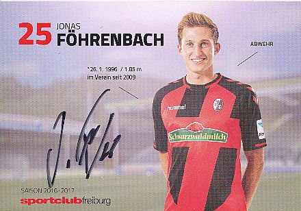 Jonas Föhrenbach  SC Freiburg  2016/2017  Fußball Autogrammkarte  original signiert 