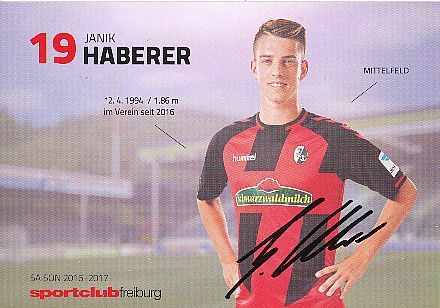 Janik Haberer  SC Freiburg  2016/2017  Fußball Autogrammkarte  original signiert 