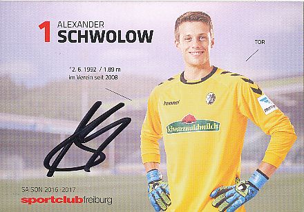 Alexander Schwolow  SC Freiburg  2016/2017  Fußball Autogrammkarte  original signiert 
