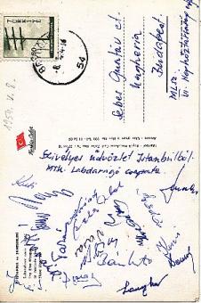 WM 1954 Ungarn MTK Budapest Mihaly Lantos,Imre Kovacs,Nagy,Bödör,Kuti,Vasas usw. Fußball Autogrammkarte  original signiert 