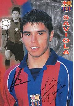 Javier Saviola  FC Barcelona  Fußball Autogrammkarte original signiert 