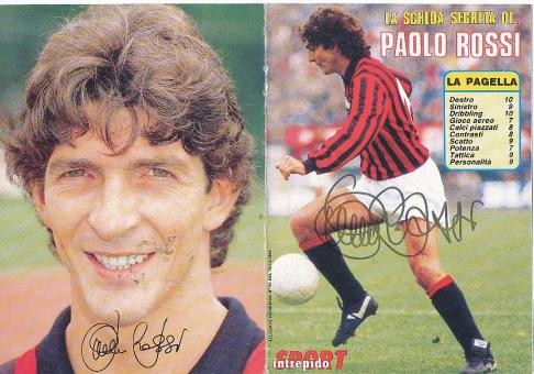 Paolo Rossi † 2020 Italien Weltmeister WM 1982 &  AC Mailand  Fußball Autogrammkarte original signiert 