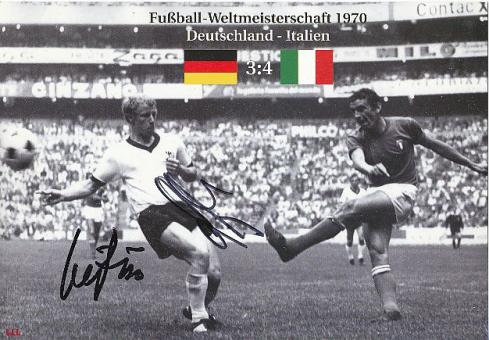 Luigi „Gigi“ Riva  Italien & Berti Vogts DFB   WM 1970  Fußball Autogrammkarte original signiert 