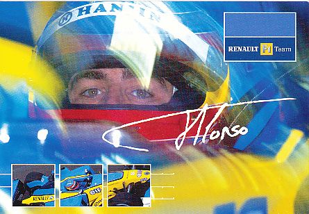 Fernando Alonso  Formel 1  Renault  Auto Motorsport  Autogrammkarte Druck signiert 