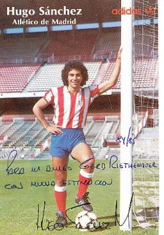Hugo Sanchez  Atletico Madrid  Fußball Autogrammkarte original signiert 
