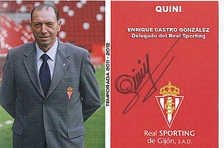 Quini † 2018  Sporting Gijon  Fußball Autogrammkarte original signiert 