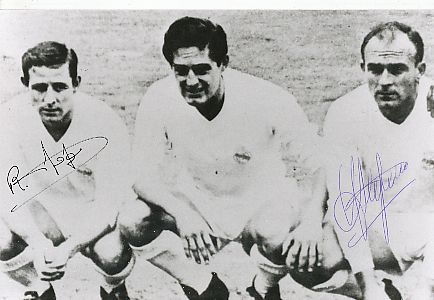 Raymond Kopa † 2017 &  Alfredo Di Stefano † 2014   Real Madrid  Fußball Autogramm Foto original signiert 