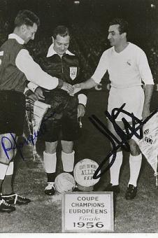 Robert Jonquet † 2008 Stade Reims  & Miguel Munoz † 1990 Real Madrid  Endspiel 1956  Fußball Autogramm Foto original signiert 