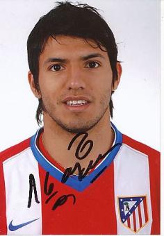Sergio Agüero  Atletico Madrid  Fußball Autogramm Foto original signiert 
