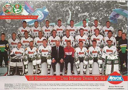 SB Rosenheim  1990/91  Eishockey Mannschafts Autogrammkarte 