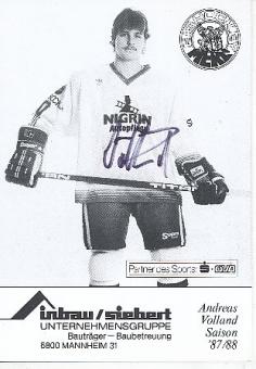 Andreas Volland  1987/88 Mannheimer ERC   Eishockey Autogrammkarte  original signiert 