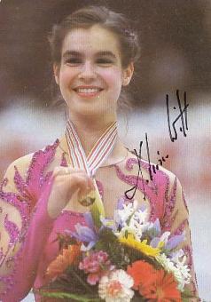 Katarina Witt  DDR  Eiskunstlauf  Autogrammkarte original signiert 