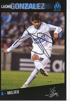 Lucho Gonzalez  Olympique Marseille  & Argentinien  Fußball Autogrammkarte original signiert 