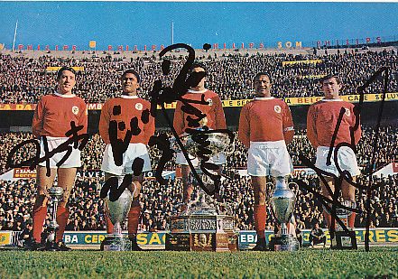 Benfica Lissabon 1965  Eusebio,Jose Torres,Coluna,Antonio Simoes,Jose Augusto  Fußball Autogrammkarte original signiert 
